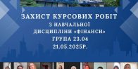 Захист курсових робіт з навчальної дисципліни «Фінанси»