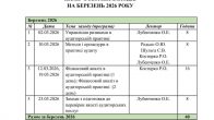 План освітніх заходів на березень 2026 року