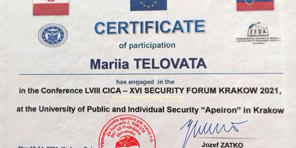 Professor Maria Telovata within the framework of international cooperation took part in the XVI SECURITY FORUM KRAKOV-2021